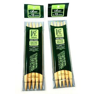 Clover No. 13 7" Takumi Bamboo Double Point Knitting Needles Set of 2 NEW!